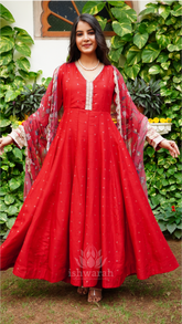 Viscose Anarkali - Red