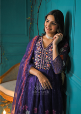 Shimmer Anarkali - Midnight Violet
