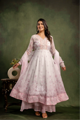 Shimmer Anarkali - Powder Pink