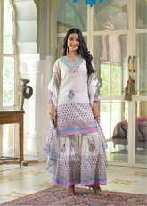 Mul Cotton Sharara - Lilac and Blue