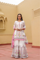 Mul Cotton Sharara - Pink and Lavender