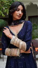 Viscose Anarkali - Navy