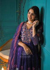 Shimmer Anarkali - Midnight Violet