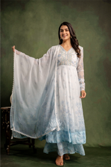 Shimmer Anarkali - Misty Sky Blue