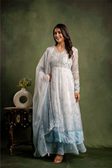 Shimmer Anarkali - Misty Sky Blue