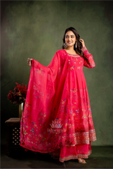 Shimmer Anarkali - Fuschia Pink