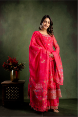 Shimmer Anarkali - Fuschia Pink