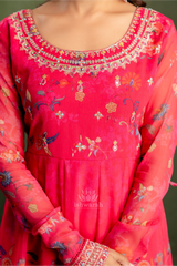 Shimmer Anarkali - Fuschia Pink