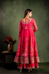 Shimmer Anarkali - Fuschia Pink