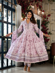 Cotton Anarkali - Blush Pink