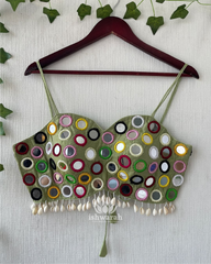 Foil Mirror Blouse - Olive Green