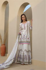 Mul Cotton Sharara - Lavender and Pistachio Green