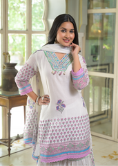 Mul Cotton Sharara - Lilac and Blue