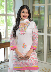 Mul Cotton Sharara - Pink, Orange and Yellow