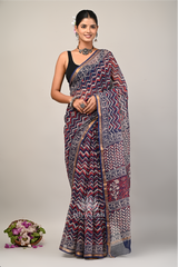 Raag – Multitone Ajrak Print Kota Doria Saree