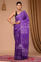 Royal Radiance – Purple Modal Silk Dabu Handblock Saree