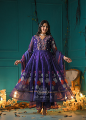 Shimmer Anarkali - Midnight Violet